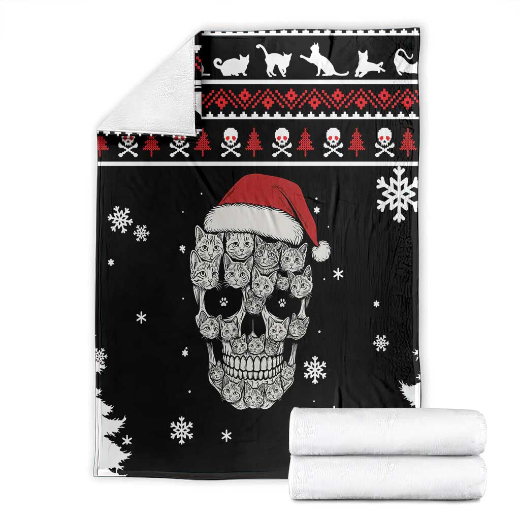 Cat Skull Santa Christmas Blanket Xmas Holiday Patterns - Wonder Print Shop