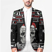 Cat Skull Santa Christmas Blazer Xmas Holiday Patterns - Wonder Print Shop