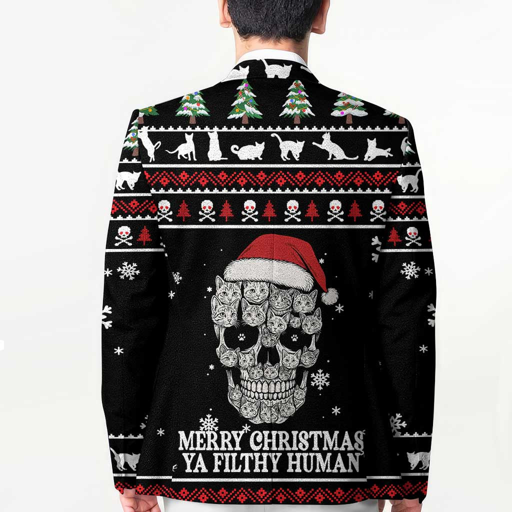 Cat Skull Santa Christmas Blazer Xmas Holiday Patterns - Wonder Print Shop