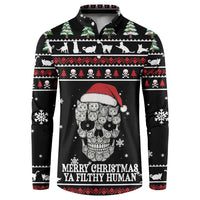 Cat Skull Santa Christmas Button Sweatshirt Xmas Holiday Patterns - Wonder Print Shop