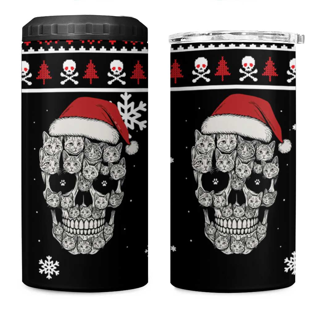 Cat Skull Santa Christmas 4 in 1 Can Cooler Tumbler Xmas Holiday Patterns - Wonder Print Shop