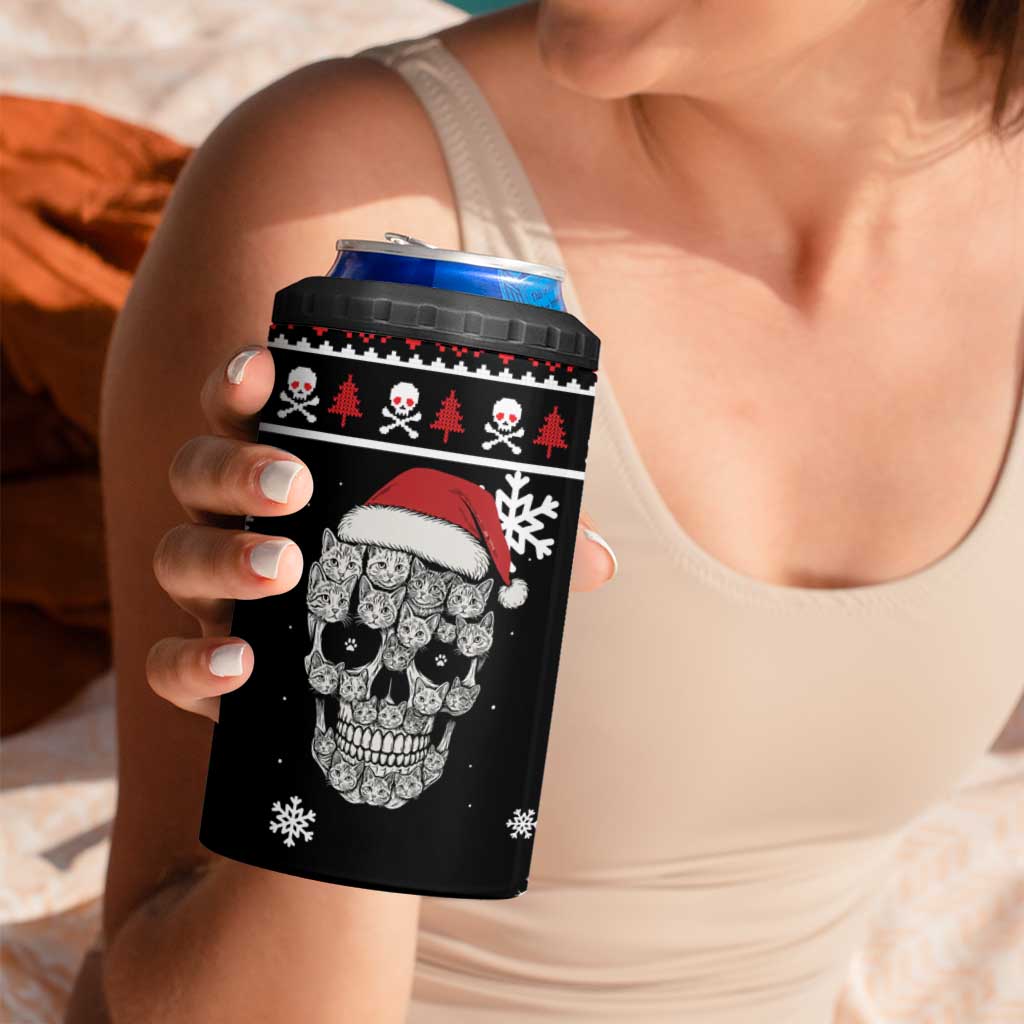 Cat Skull Santa Christmas 4 in 1 Can Cooler Tumbler Xmas Holiday Patterns - Wonder Print Shop