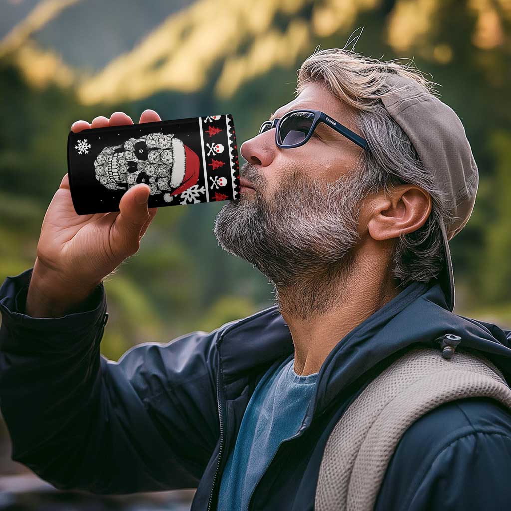 Cat Skull Santa Christmas 4 in 1 Can Cooler Tumbler Xmas Holiday Patterns - Wonder Print Shop