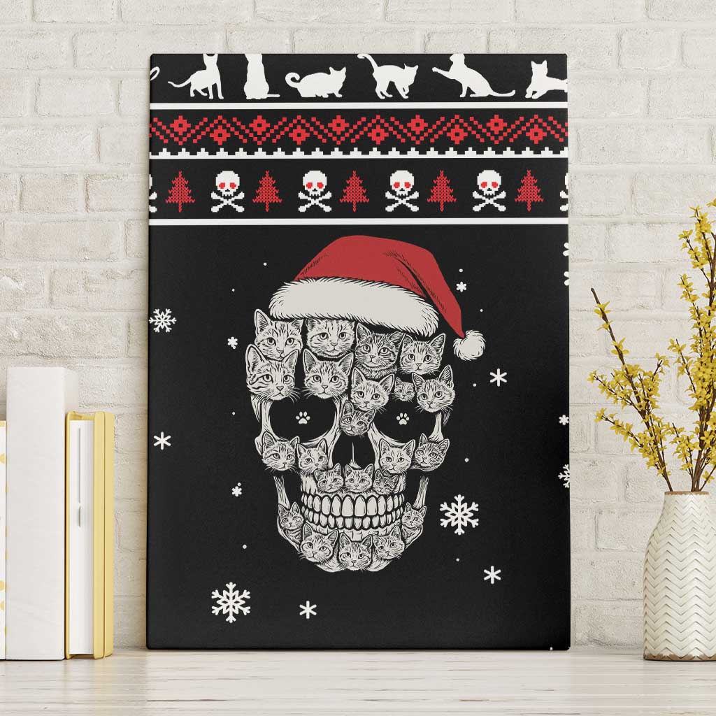 Cat Skull Santa Christmas Canvas Wall Art Xmas Holiday Patterns - Wonder Print Shop