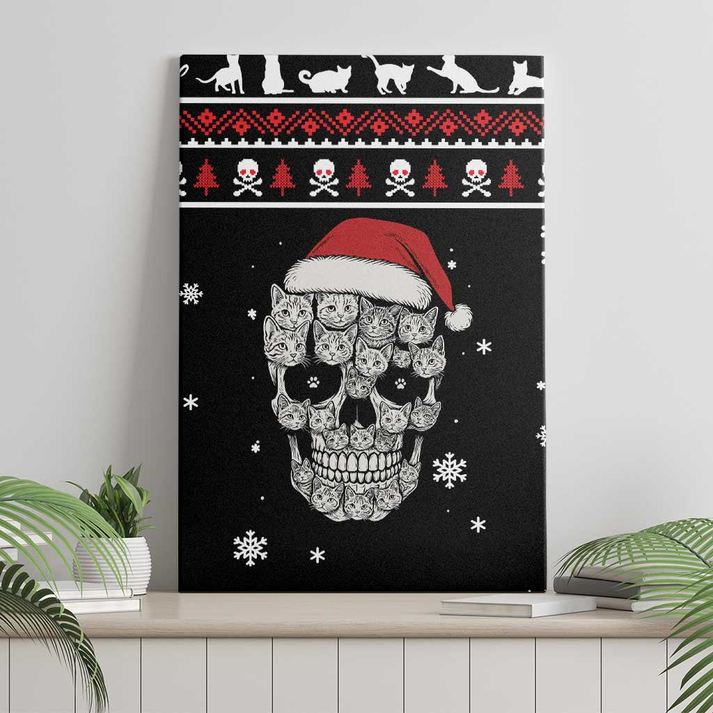 Cat Skull Santa Christmas Canvas Wall Art Xmas Holiday Patterns - Wonder Print Shop