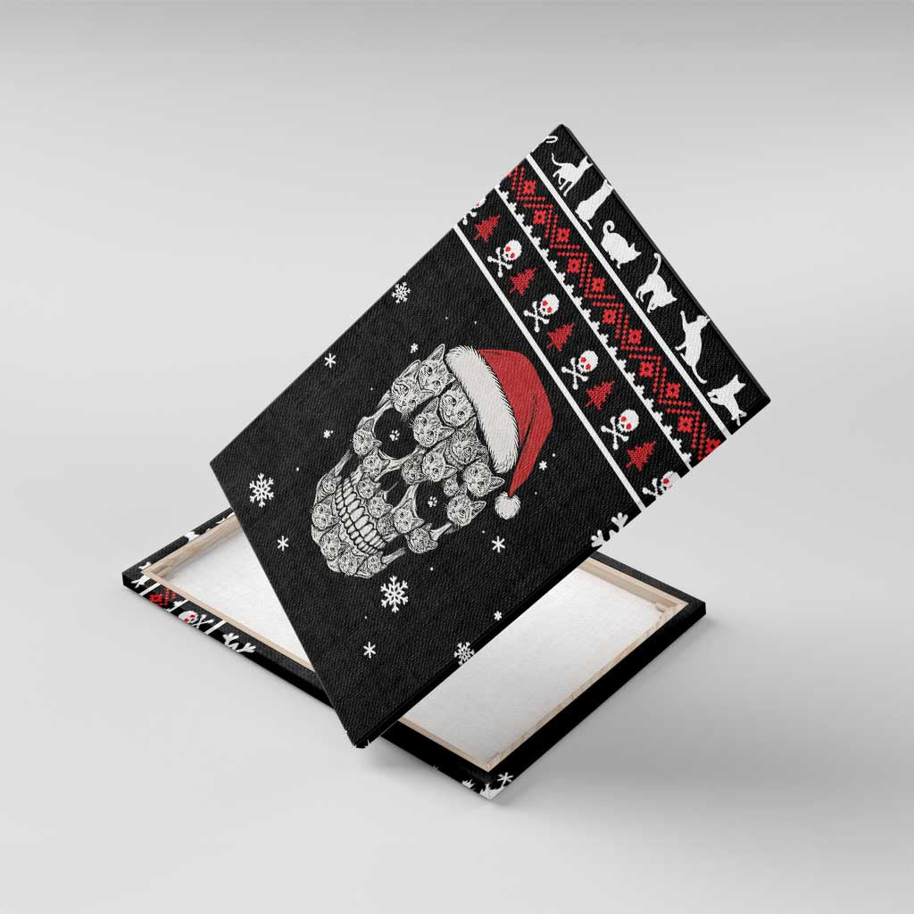 Cat Skull Santa Christmas Canvas Wall Art Xmas Holiday Patterns - Wonder Print Shop