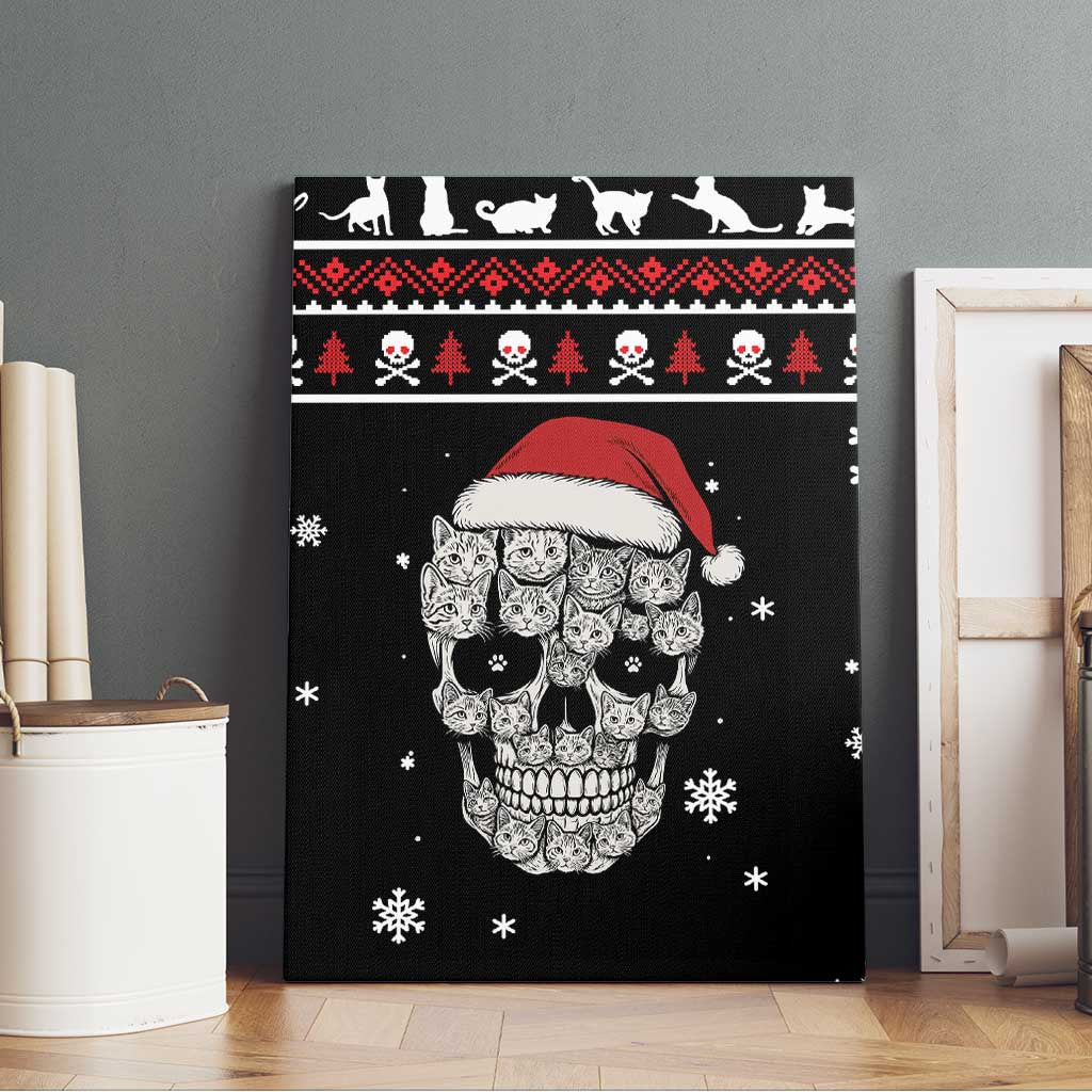 Cat Skull Santa Christmas Canvas Wall Art Xmas Holiday Patterns - Wonder Print Shop
