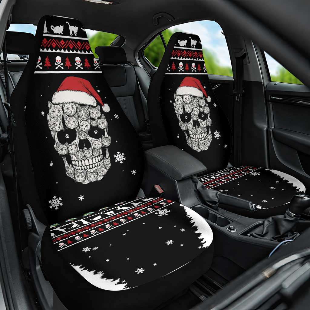 Cat Skull Santa Christmas Car Seat Cover Xmas Holiday Patterns - Wonder Print Shop