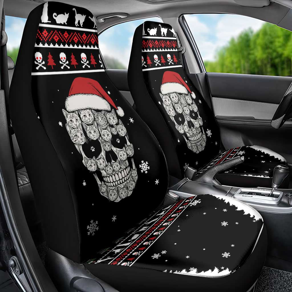 Cat Skull Santa Christmas Car Seat Cover Xmas Holiday Patterns - Wonder Print Shop