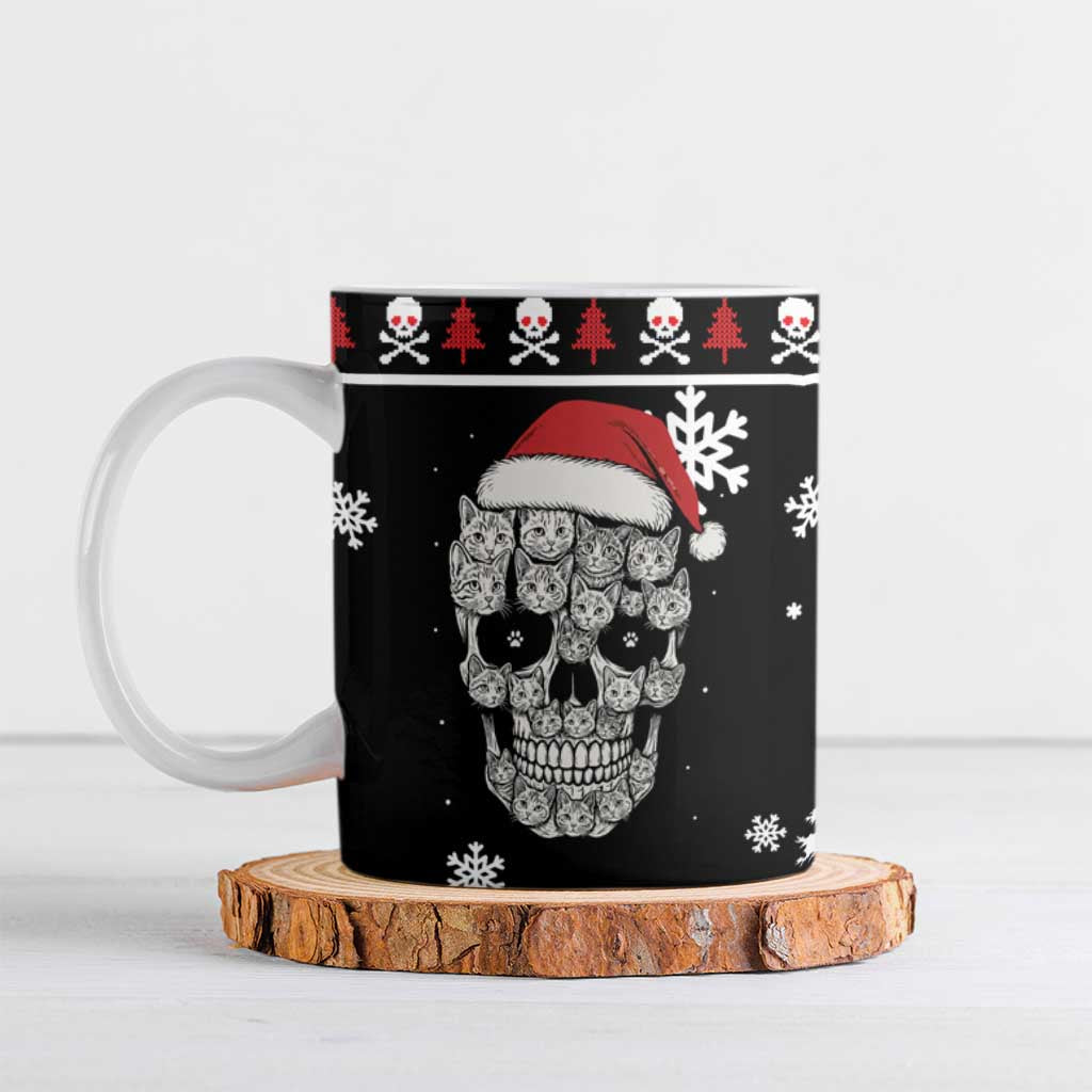 Cat Skull Santa Christmas Ceramic Mug Xmas Holiday Patterns - Wonder Print Shop
