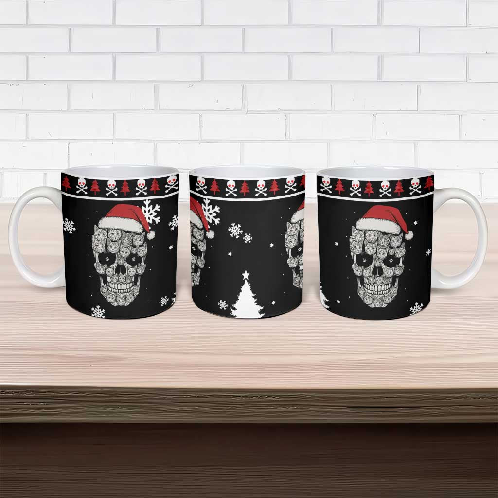 Cat Skull Santa Christmas Ceramic Mug Xmas Holiday Patterns - Wonder Print Shop