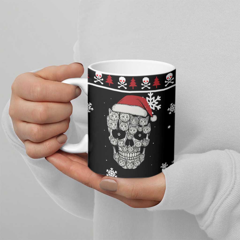 Cat Skull Santa Christmas Ceramic Mug Xmas Holiday Patterns - Wonder Print Shop