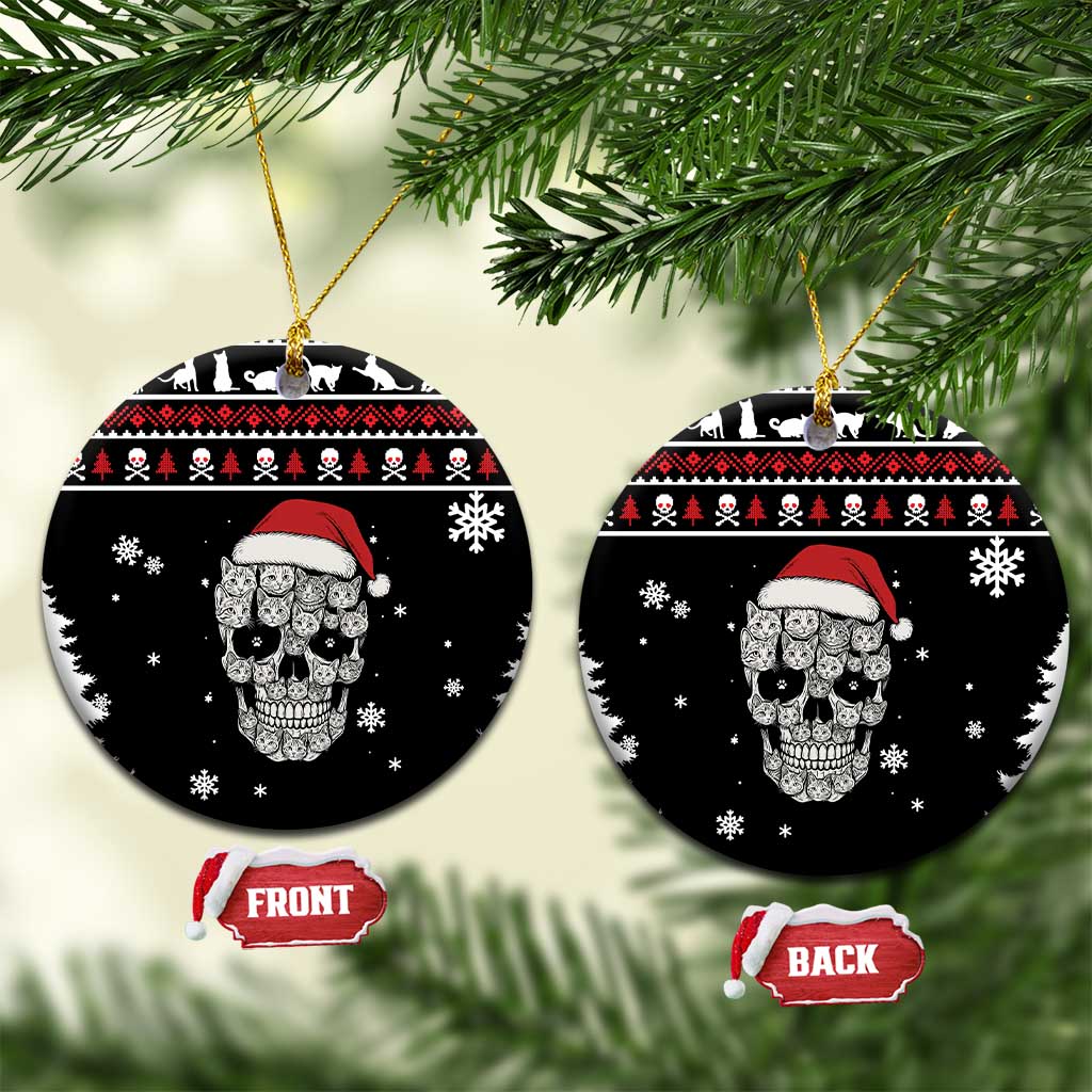 Cat Skull Santa Christmas Ceramic Ornament Xmas Holiday Patterns - Wonder Print Shop