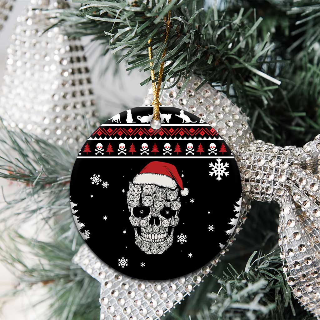 Cat Skull Santa Christmas Ceramic Ornament Xmas Holiday Patterns - Wonder Print Shop