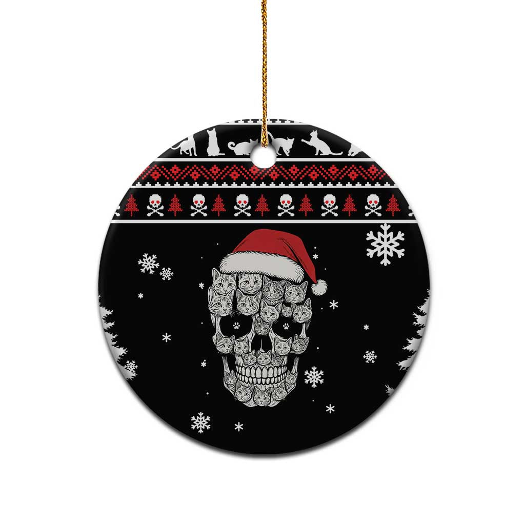 Cat Skull Santa Christmas Ceramic Ornament Xmas Holiday Patterns - Wonder Print Shop
