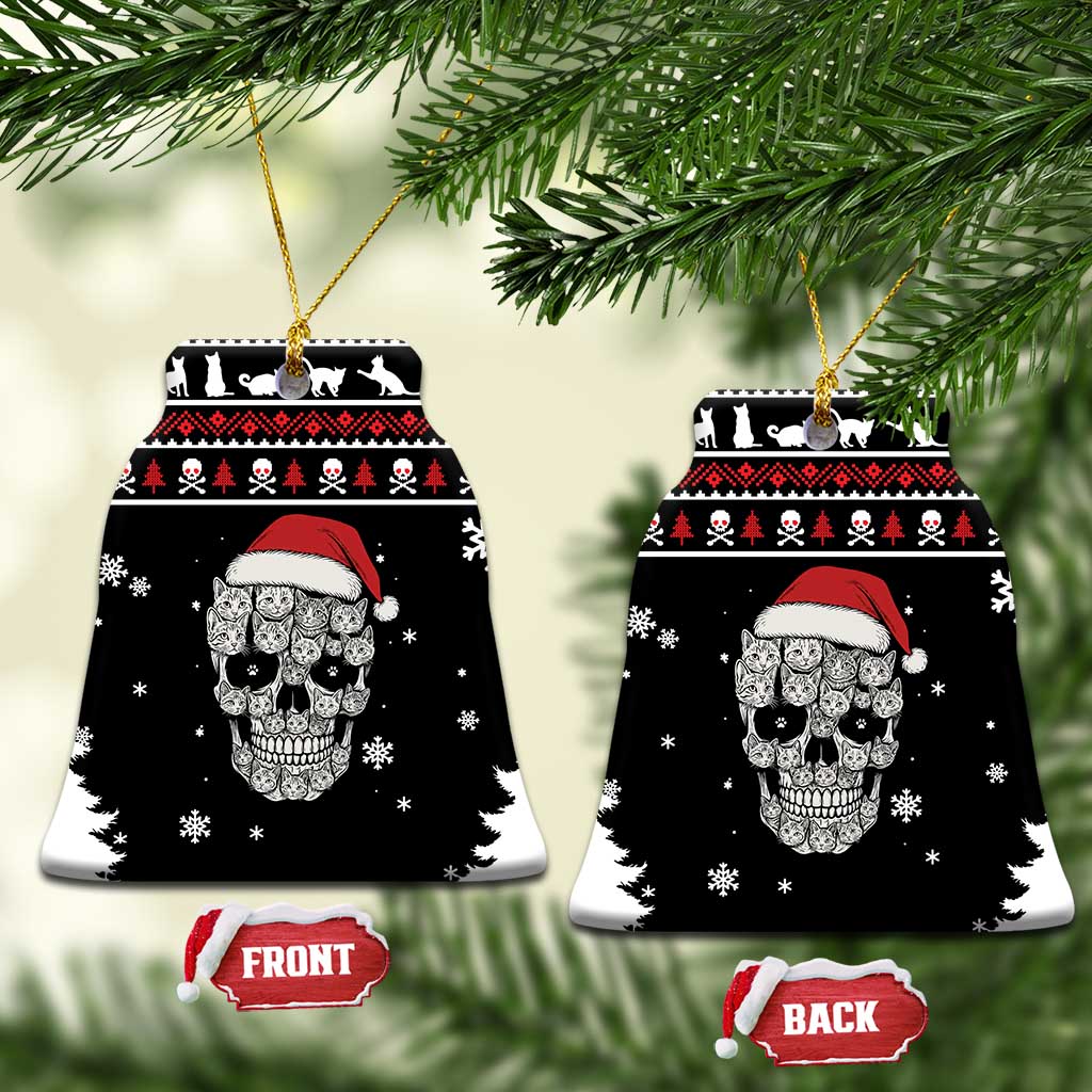 Cat Skull Santa Christmas Ceramic Ornament Xmas Holiday Patterns - Wonder Print Shop