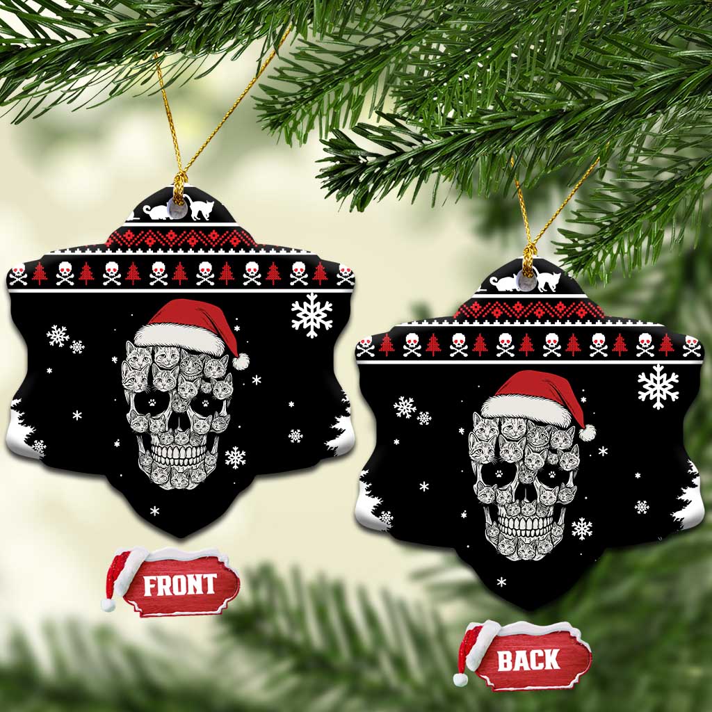 Cat Skull Santa Christmas Ceramic Ornament Xmas Holiday Patterns - Wonder Print Shop