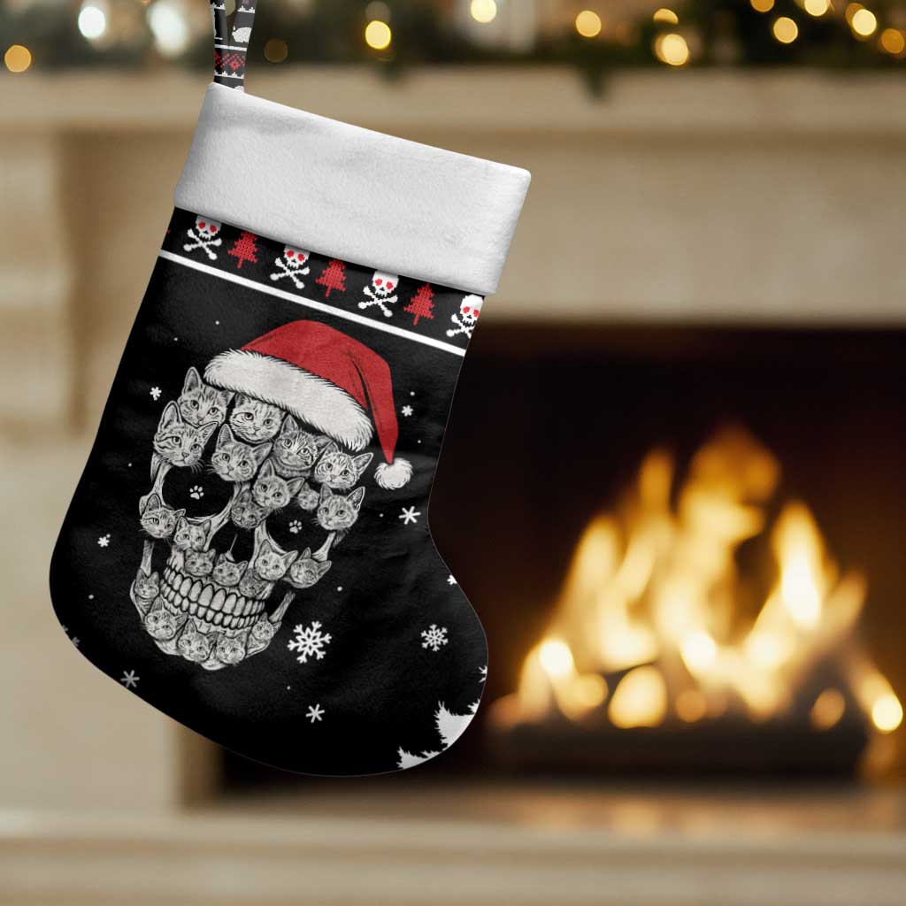 Cat Skull Santa Christmas Stocking Xmas Holiday Patterns - Wonder Print Shop