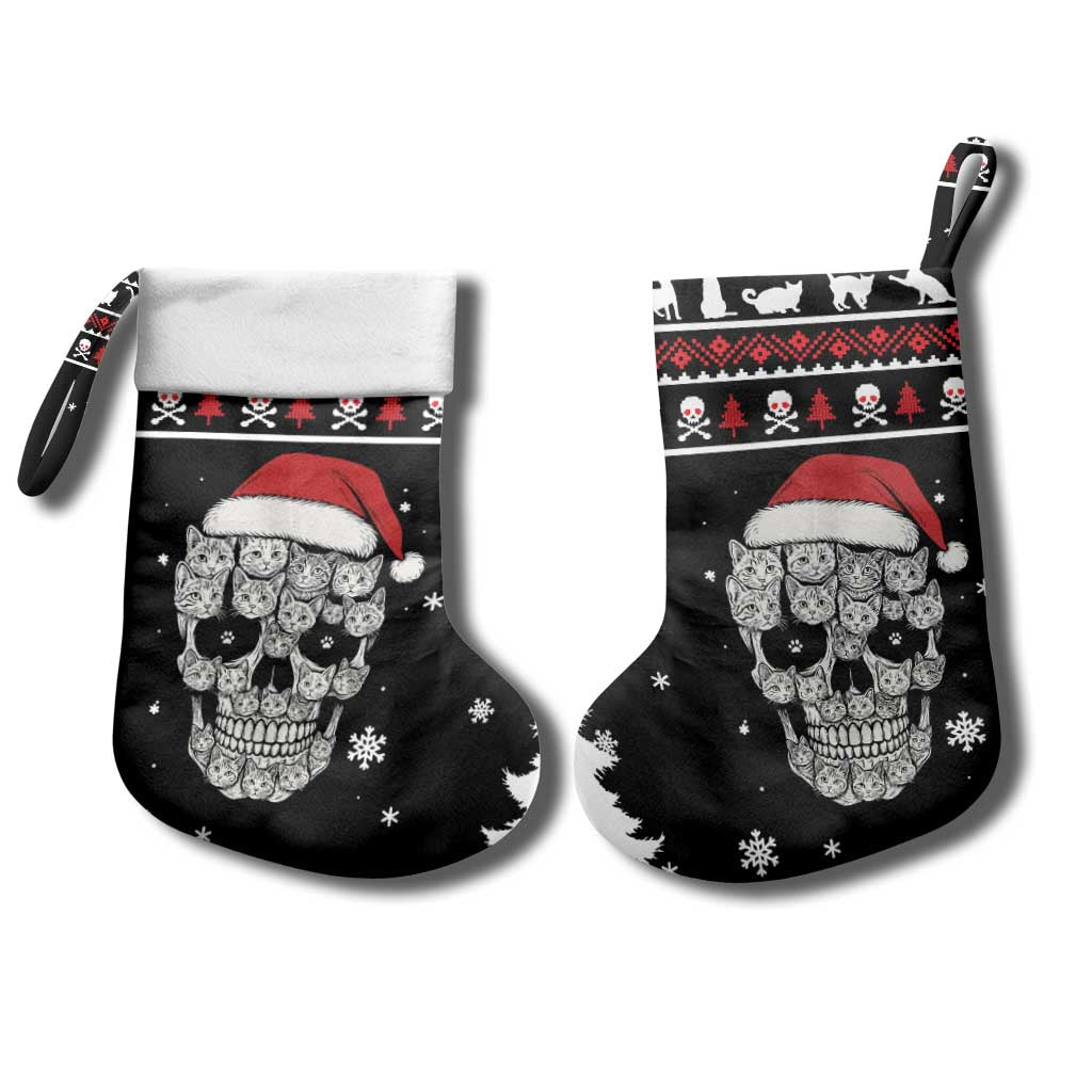 Cat Skull Santa Christmas Stocking Xmas Holiday Patterns - Wonder Print Shop