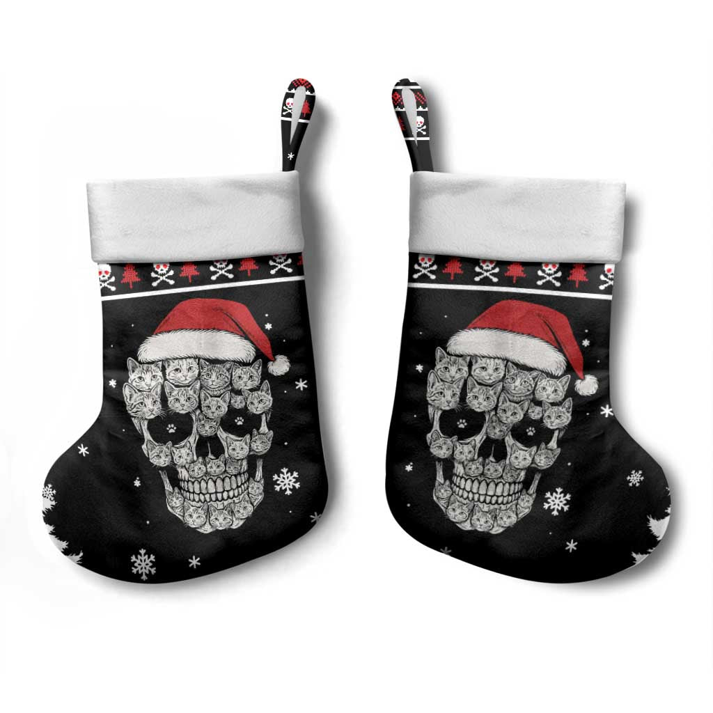 Cat Skull Santa Christmas Stocking Xmas Holiday Patterns - Wonder Print Shop