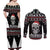Cat Skull Santa Christmas Couples Matching Off Shoulder Maxi Dress and Long Sleeve Button Shirt Xmas Holiday Patterns - Wonder Print Shop