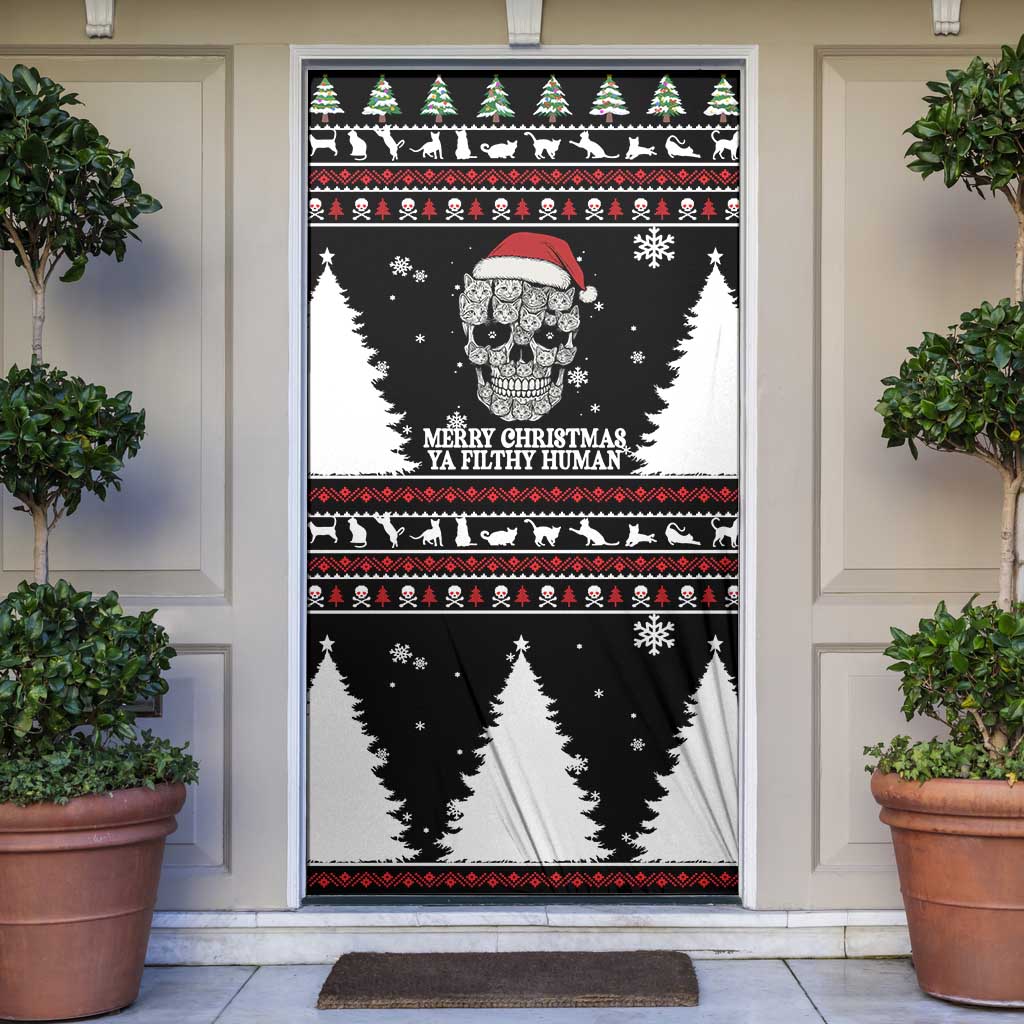 Cat Skull Santa Christmas Door Cover Xmas Holiday Patterns - Wonder Print Shop