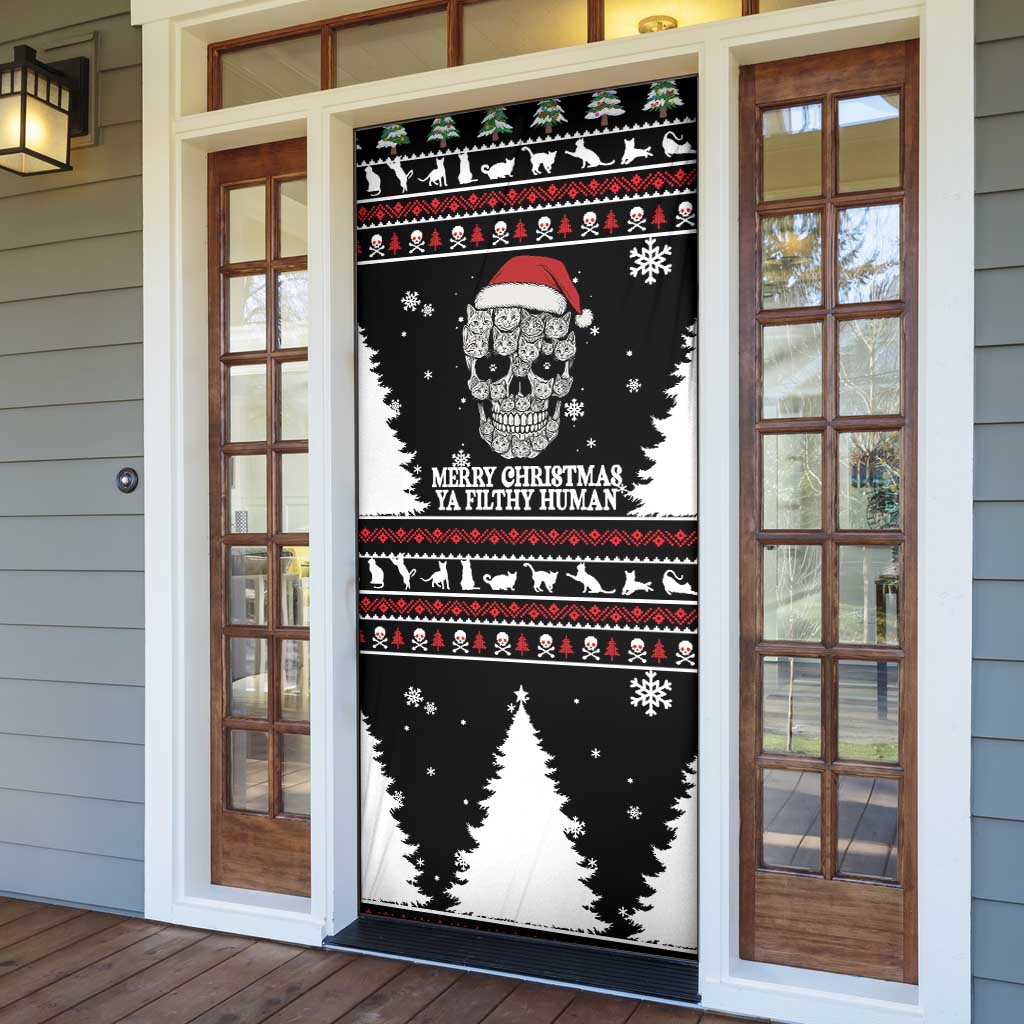 Cat Skull Santa Christmas Door Cover Xmas Holiday Patterns - Wonder Print Shop