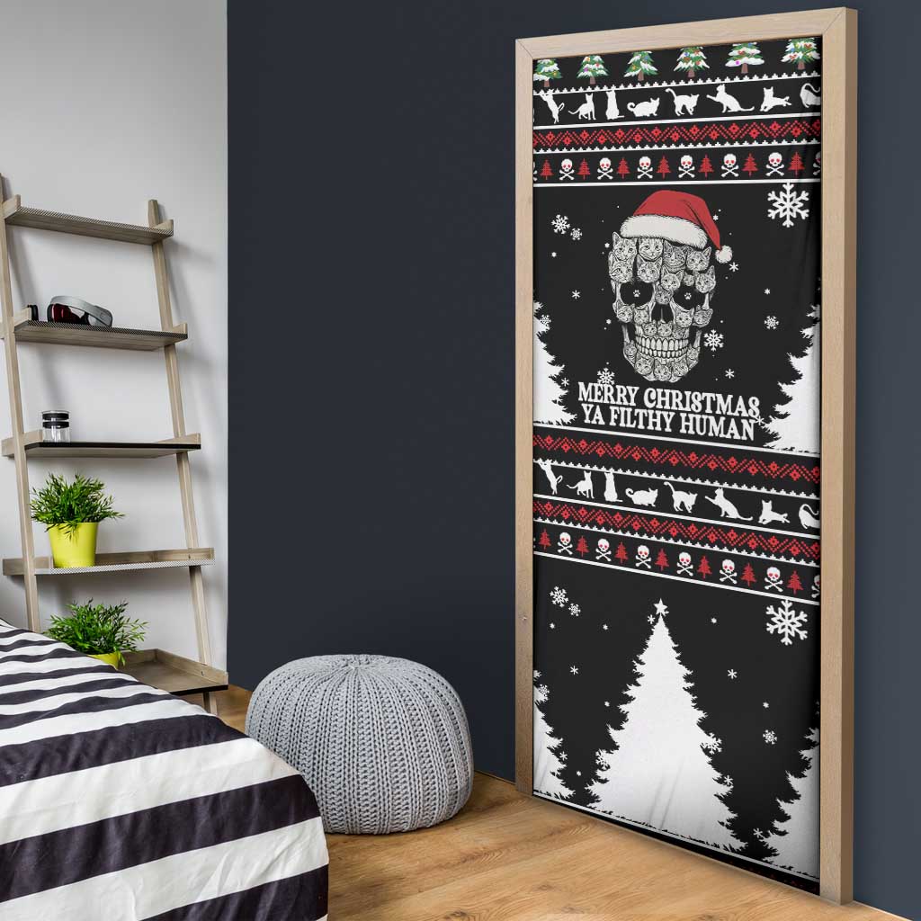 Cat Skull Santa Christmas Door Cover Xmas Holiday Patterns - Wonder Print Shop