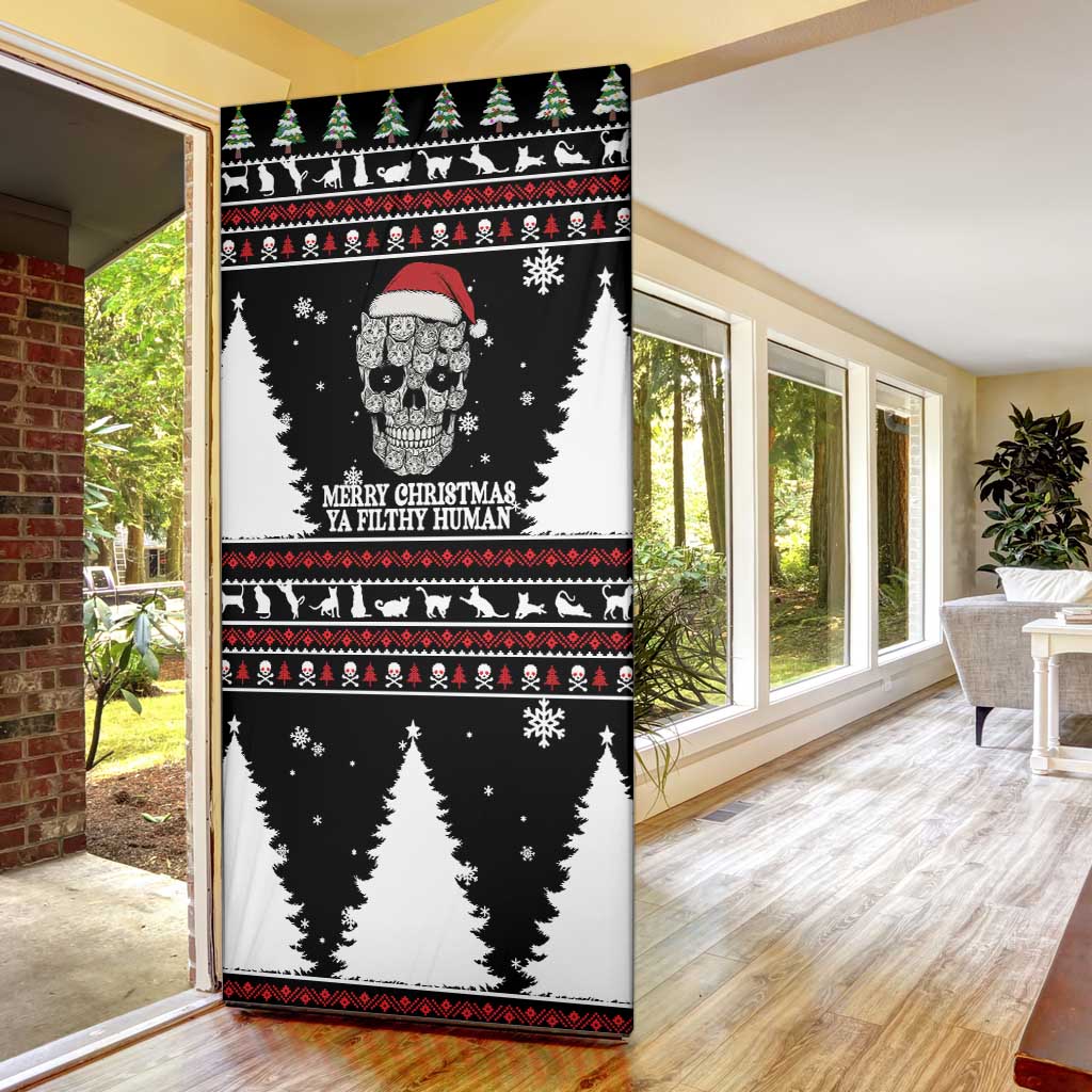 Cat Skull Santa Christmas Door Cover Xmas Holiday Patterns - Wonder Print Shop