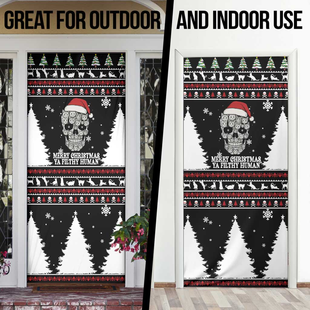 Cat Skull Santa Christmas Door Cover Xmas Holiday Patterns - Wonder Print Shop