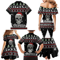 Cat Skull Santa Christmas Family Matching Mermaid Dress and Hawaiian Shirt Xmas Holiday Patterns - Wonder Print Shop