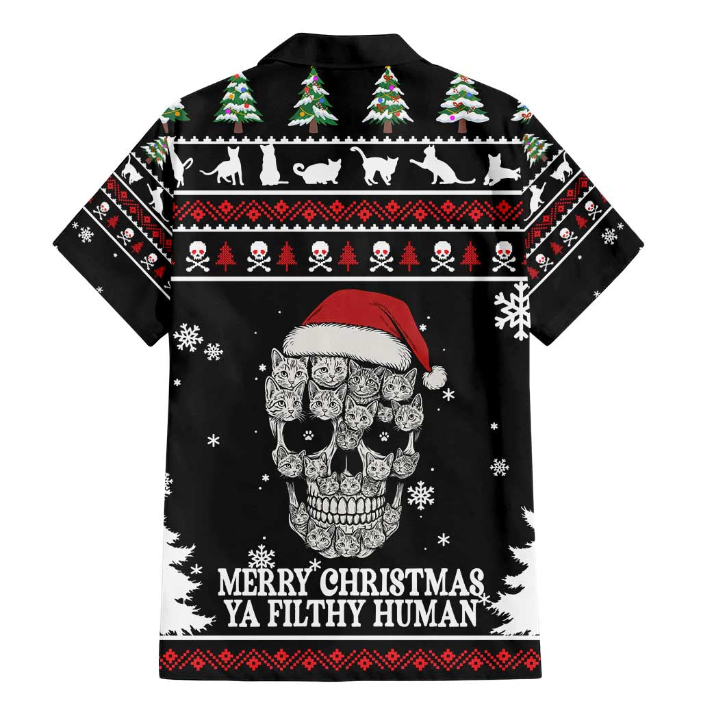 Cat Skull Santa Christmas Family Matching Mermaid Dress and Hawaiian Shirt Xmas Holiday Patterns - Wonder Print Shop