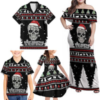 Cat Skull Santa Christmas Family Matching Off Shoulder Maxi Dress and Hawaiian Shirt Xmas Holiday Patterns - Wonder Print Shop