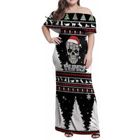 Cat Skull Santa Christmas Family Matching Off Shoulder Maxi Dress and Hawaiian Shirt Xmas Holiday Patterns - Wonder Print Shop