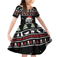 Cat Skull Santa Christmas Family Matching Off Shoulder Short Dress and Hawaiian Shirt Xmas Holiday Patterns - Wonder Print Shop