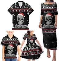 Cat Skull Santa Christmas Family Matching Puletasi and Hawaiian Shirt Xmas Holiday Patterns - Wonder Print Shop