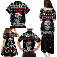 Cat Skull Santa Christmas Family Matching Puletasi and Hawaiian Shirt Xmas Holiday Patterns - Wonder Print Shop