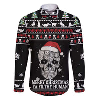 Cat Skull Santa Christmas Family Matching Short Sleeve Bodycon Dress and Hawaiian Shirt Xmas Holiday Patterns - Wonder Print Shop