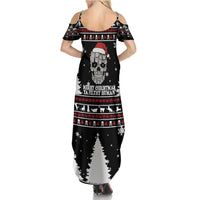 Cat Skull Santa Christmas Family Matching Summer Maxi Dress and Hawaiian Shirt Xmas Holiday Patterns - Wonder Print Shop