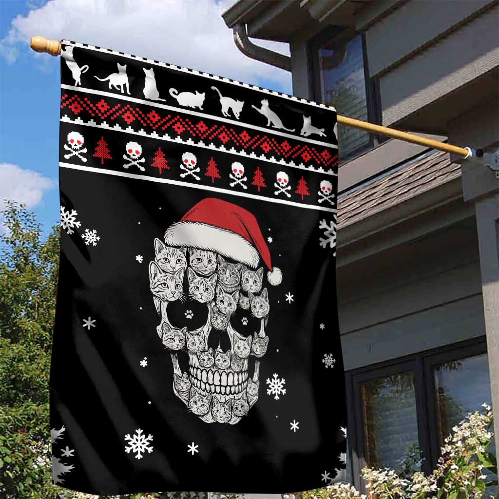 Cat Skull Santa Christmas Garden Flag Xmas Holiday Patterns - Wonder Print Shop