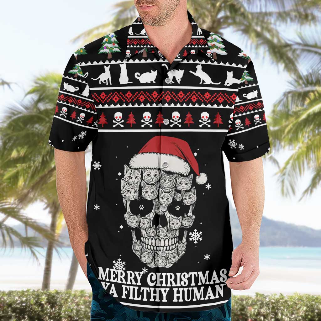 Cat Skull Santa Christmas Hawaiian Shirt Xmas Holiday Patterns - Wonder Print Shop