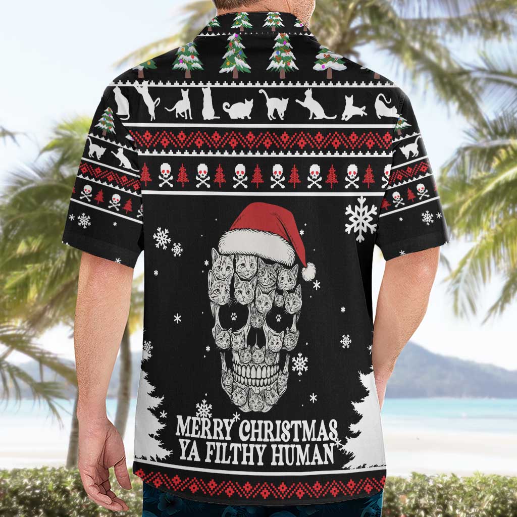 Cat Skull Santa Christmas Hawaiian Shirt Xmas Holiday Patterns - Wonder Print Shop