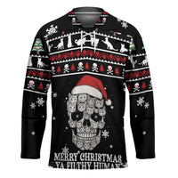 Cat Skull Santa Christmas Hockey Jersey Xmas Holiday Patterns - Wonder Print Shop