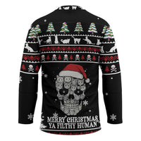 Cat Skull Santa Christmas Hockey Jersey Xmas Holiday Patterns - Wonder Print Shop