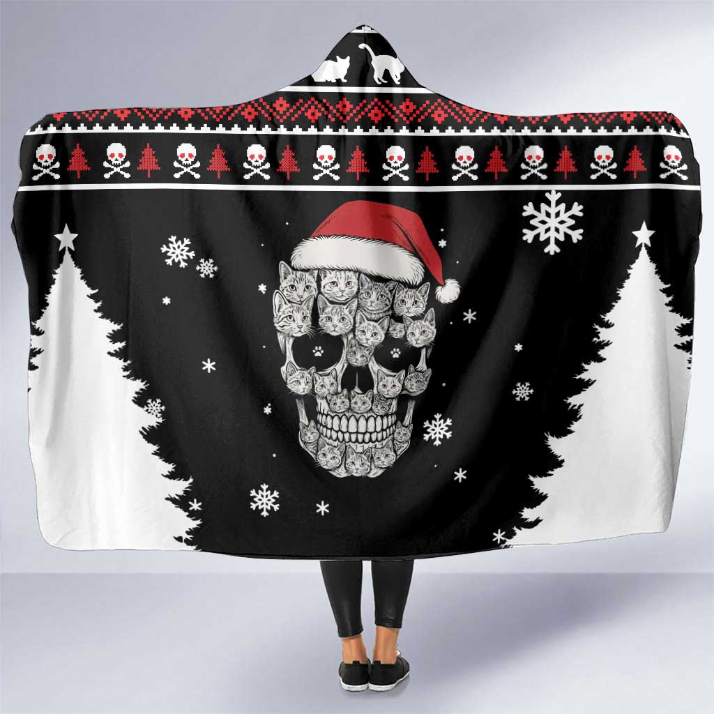 Cat Skull Santa Christmas Hooded Blanket Xmas Holiday Patterns - Wonder Print Shop