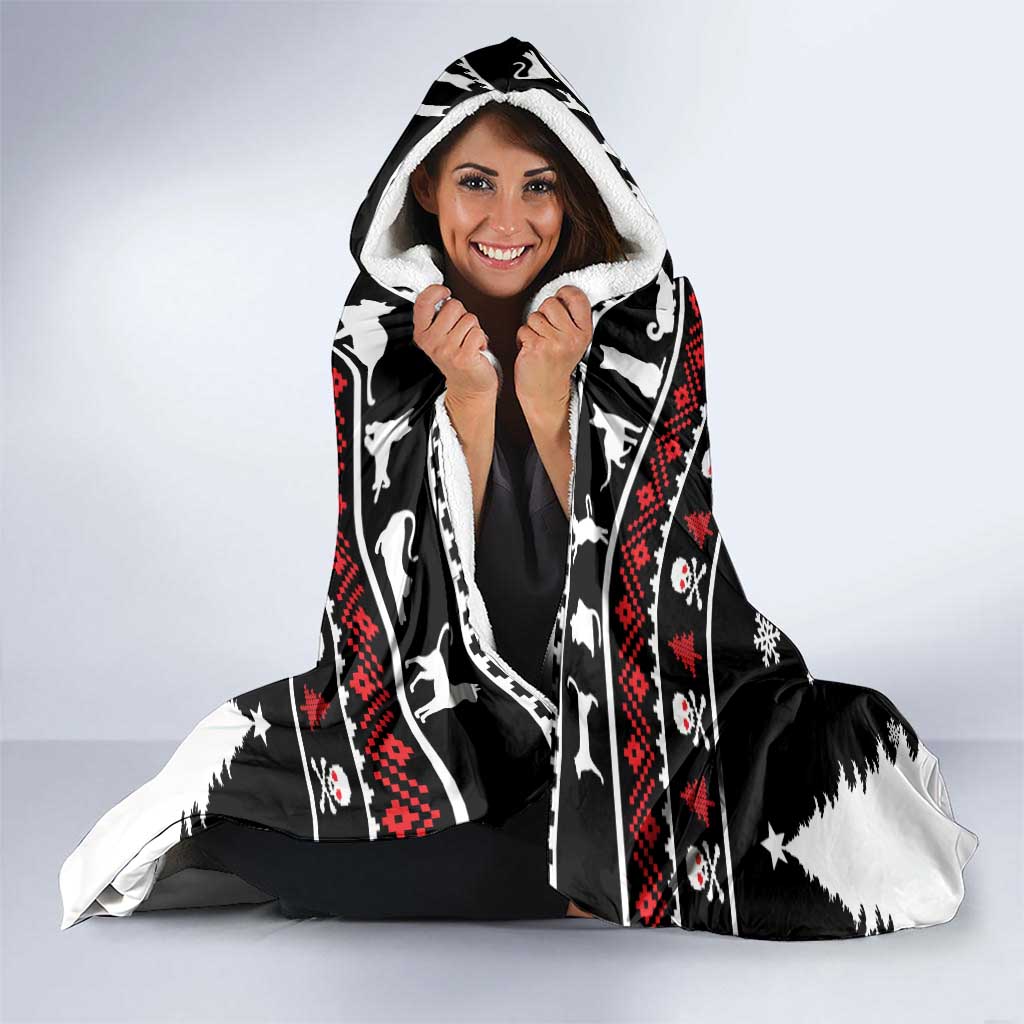 Cat Skull Santa Christmas Hooded Blanket Xmas Holiday Patterns - Wonder Print Shop