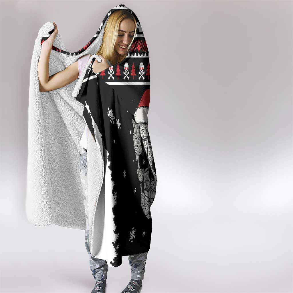 Cat Skull Santa Christmas Hooded Blanket Xmas Holiday Patterns - Wonder Print Shop