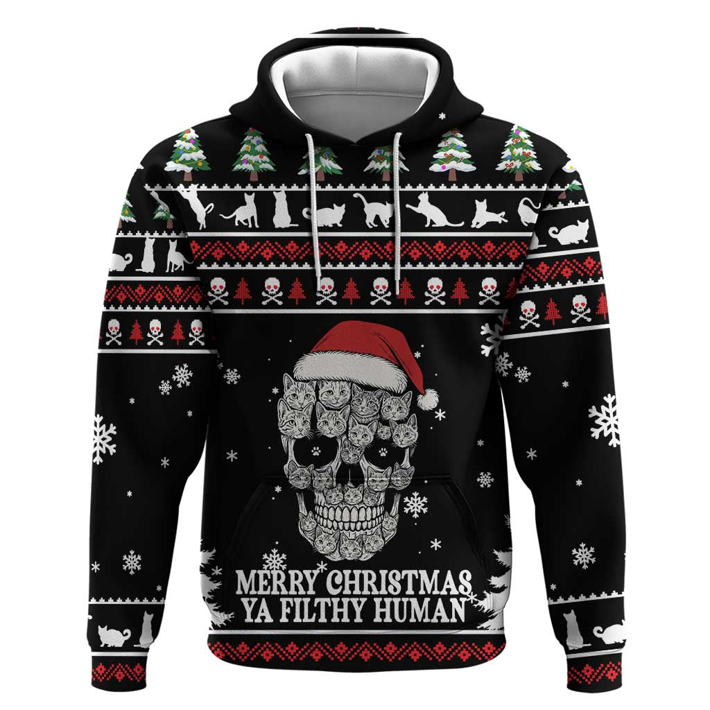 Cat Skull Santa Christmas Hoodie Xmas Holiday Patterns - Wonder Print Shop