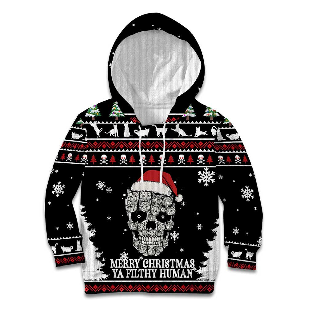 Cat Skull Santa Christmas Kid Hoodie Xmas Holiday Patterns - Wonder Print Shop