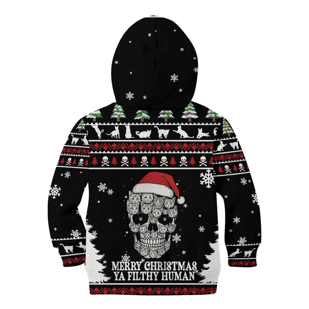 Cat Skull Santa Christmas Kid Hoodie Xmas Holiday Patterns - Wonder Print Shop